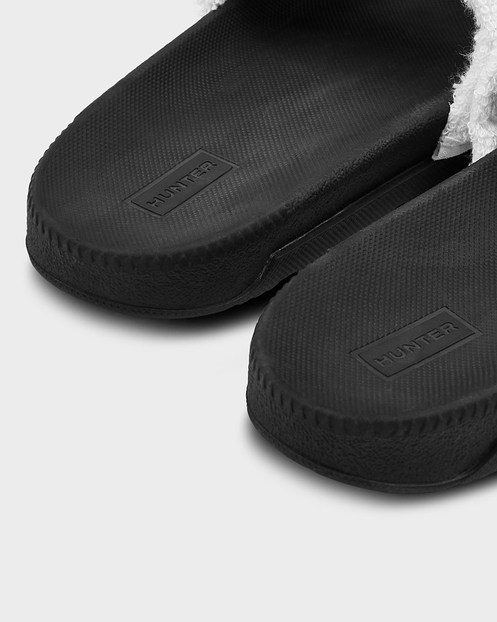 Slippers Dames - Hunter Original Terry Towelling Logo Adjustable - Zwart/Wit - 08BLKYEZJ